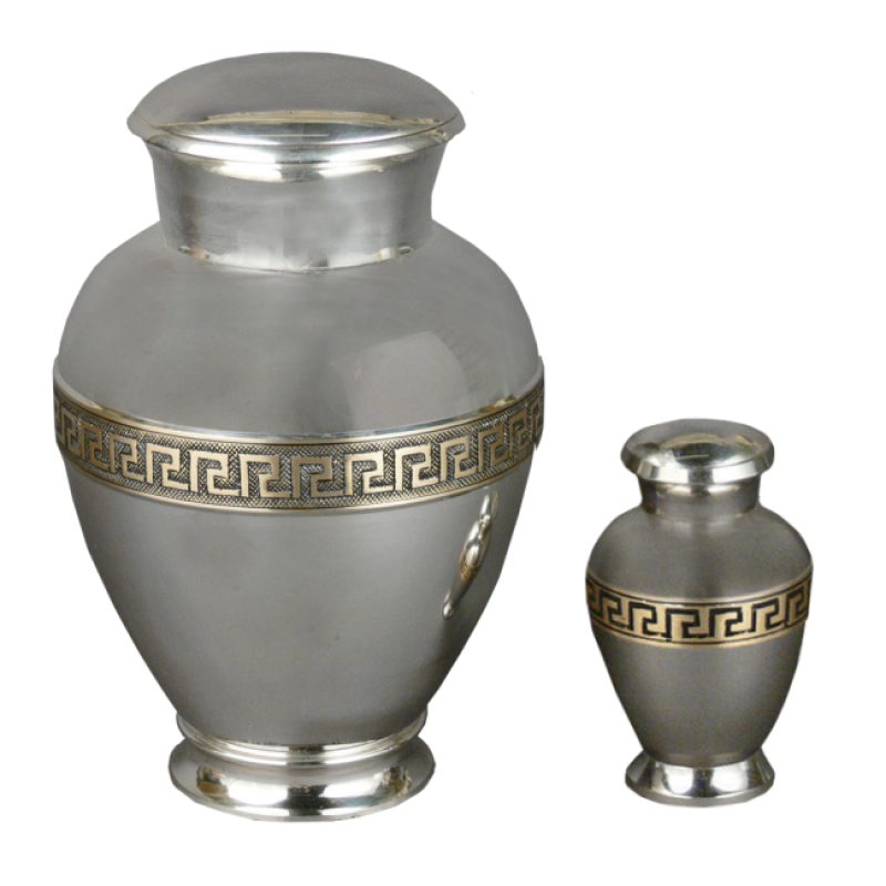 Embassy - Polished Silver with Bronze Greek Key (Adult)