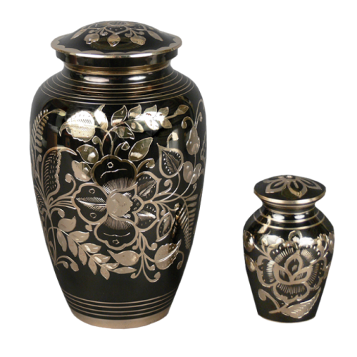 Bella - Polished Black-Gold Heavy Floral Design (Adult)