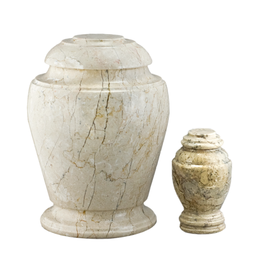 Creme Travertine - Creme/White Marble Vase with Base (Adult)
