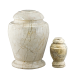 Creme Travertine Token - Creme/White Marble Vase with Base (Token)