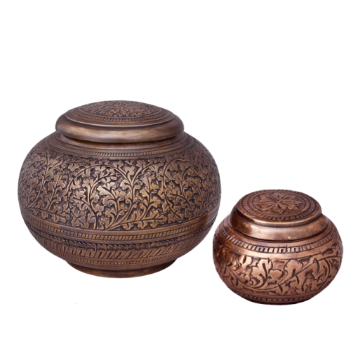 Copper Cognac - Round Copper Urn with Blind Embossed pattern (Adult)