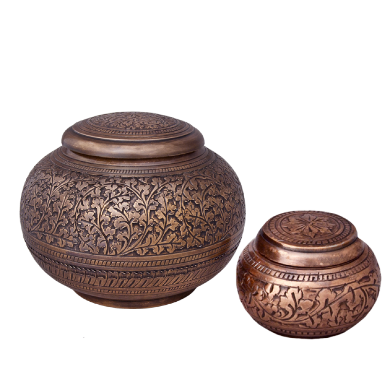 Copper Cognac - Round Copper Urn with Blind Embossed pattern (Adult)