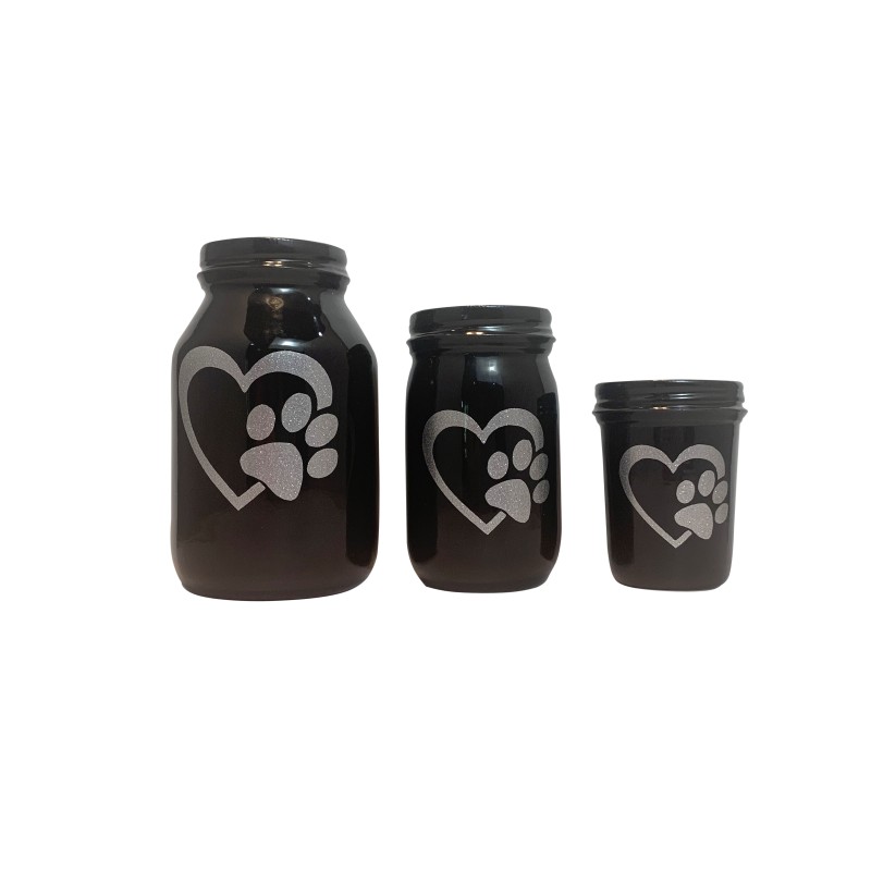 Ceramic Mason Jar Paws Pet Urn