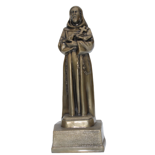 St. Francis Statue Antique Bronze Urn