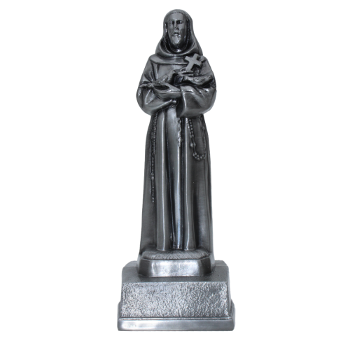 St. Francis Statue Antique Silver Urn