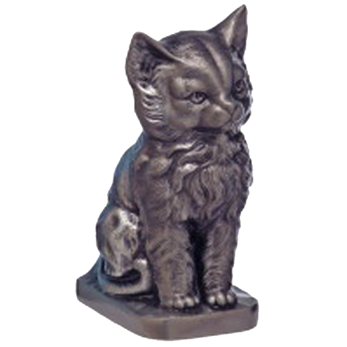 Precious Kitty Statue Antique Silver Urn