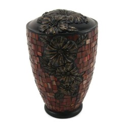 Hibiscus Mosaic Red Glass Cremation Urn Hibiscus Mosaic Red Glass Cremation Urn