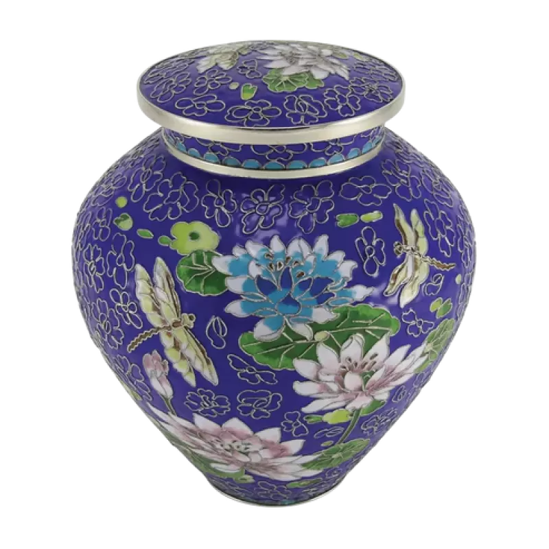 Lily Dragonfly Blue Urn (Large)