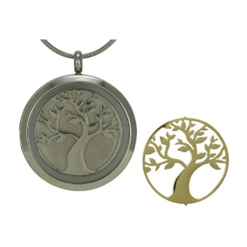Pewter Round Pendant with Tree Inserts