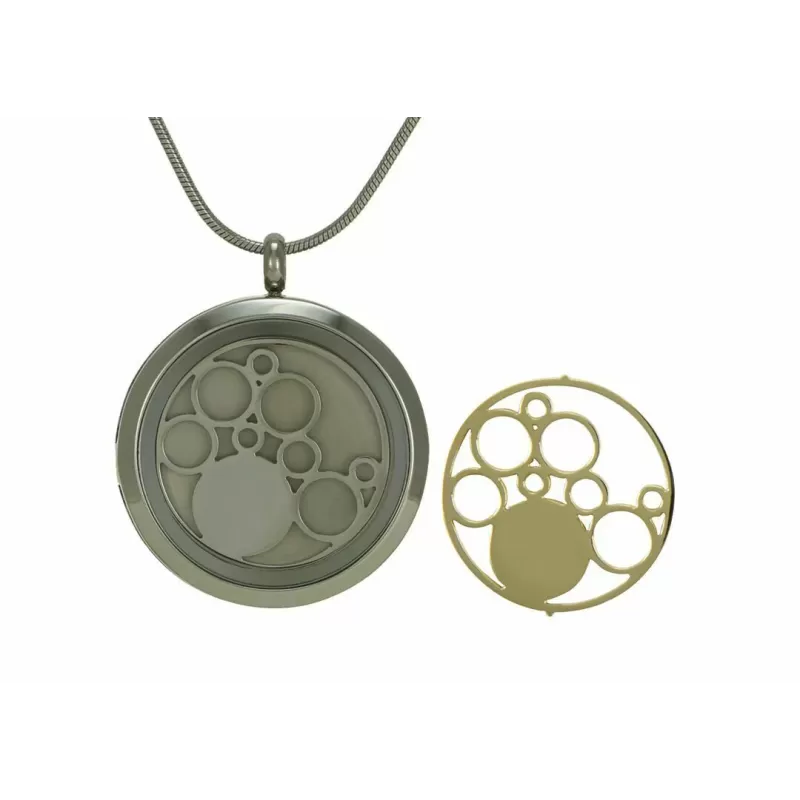 Pewter Round Pendant with Circles Inserts