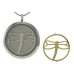 Pewter Round Pendant with Dragonfly Inserts Pewter Round Pendant with Dragonfly Inserts