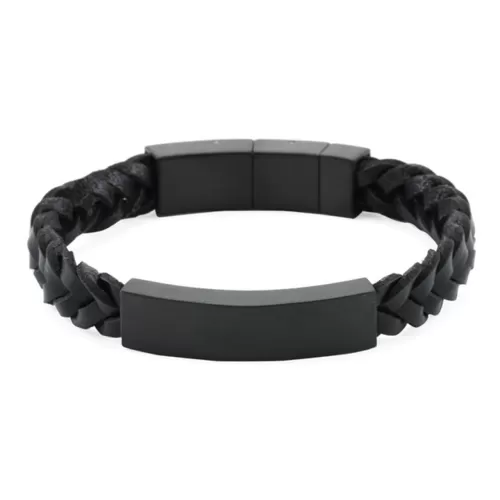 Onyx Black Braided Leather Bracelet