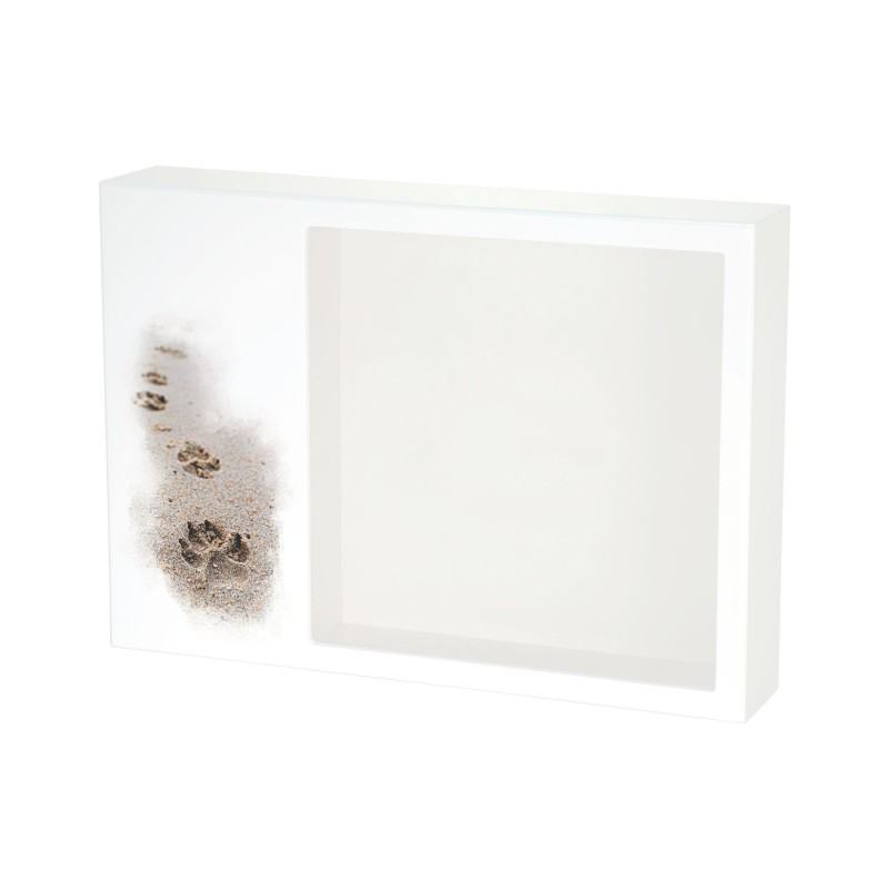 Shadowbox Remembrance Paws in Sand Pet Urn