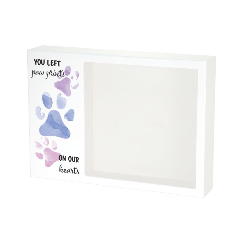 Shadowbox Remembrance Paw Prints Purple Urn