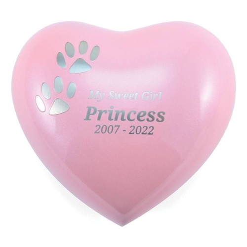 Arielle Heart Urn Pearl Pink Paw