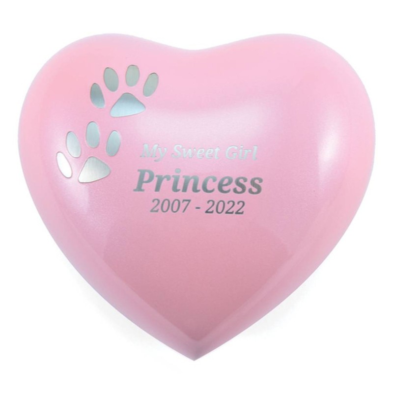 Arielle Heart Urn Pearl Pink Paw