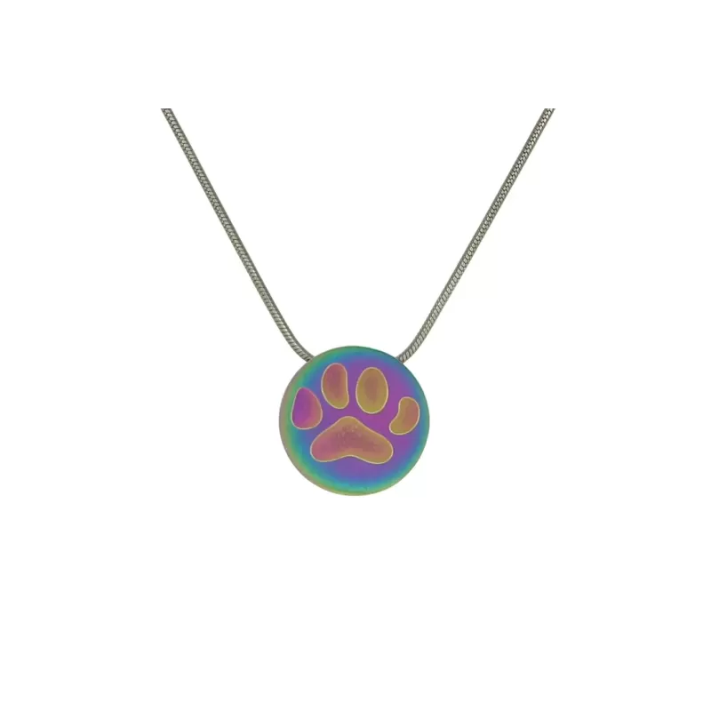 Rainbow with Large Paw Print - includes 19" chain