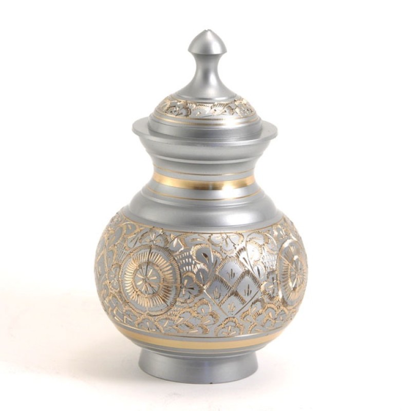 Silver Engraved Small Pet Urn