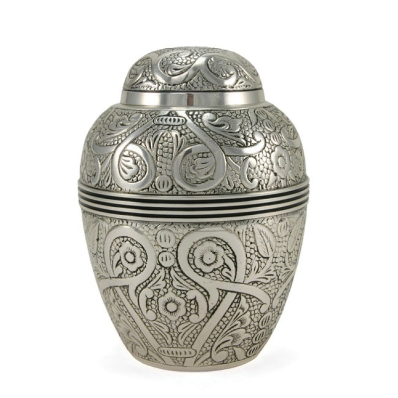Silver Embossed Small Pet Urn