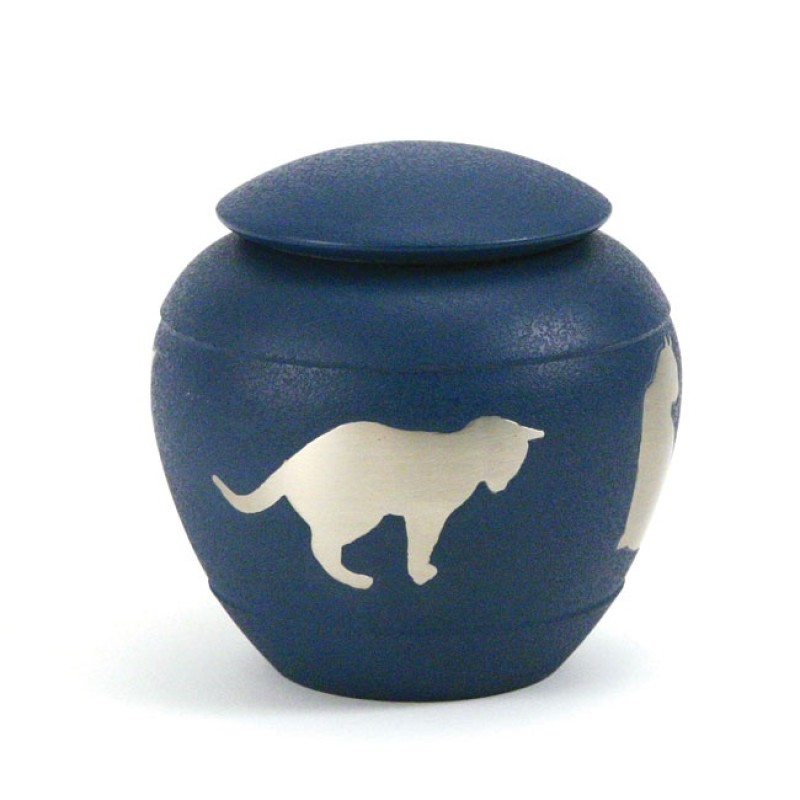Silhouette Cat Country Blue Urn