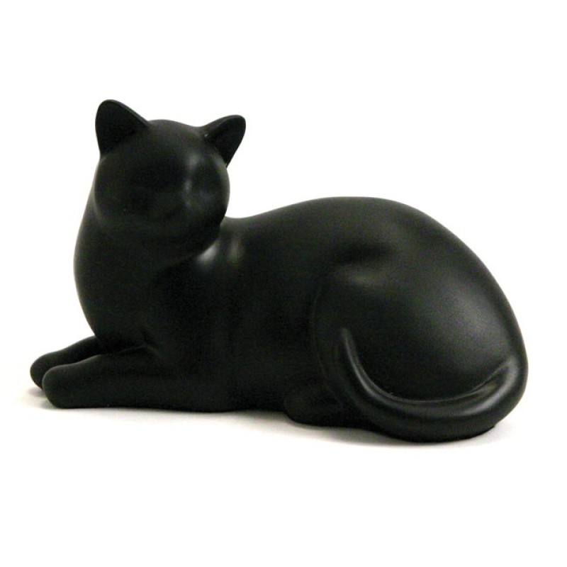 Cozy Cat Black Pet Urn, (resin)
