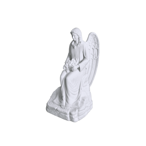 Angel In Mourning - Marble Statue, Seated Angel