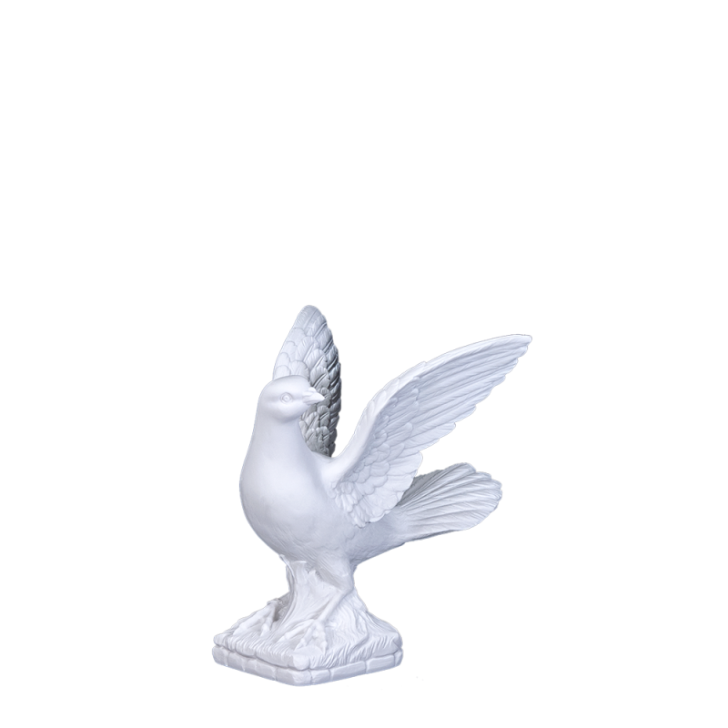 Marble Dove - Sculpted Dove, Wings Furled on Pedestal