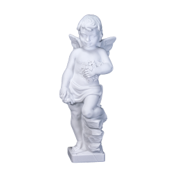 Marble Cherub - Sculpted Winged Cherub on Pedestal Marble Cherub - Sculpted Winged Cherub on Pedestal