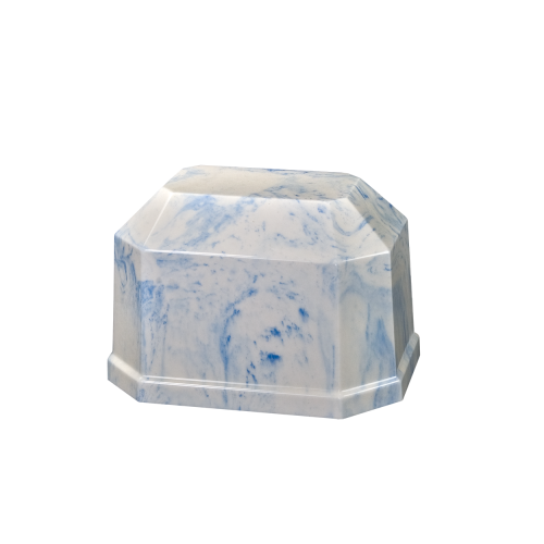 Angelica II - Small Rectangle Cultured Marble White w/ Sky Blue