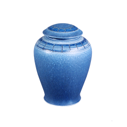 Azure - Handmade Vase Textured Blue with Band