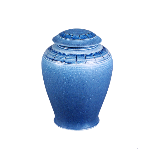 Azure - Handmade Vase Textured Blue with Band