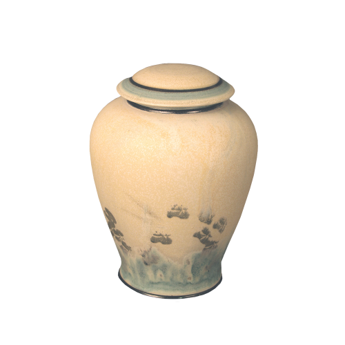 Ecru - Handmade Vase in Ecru with Blue & Green Accents