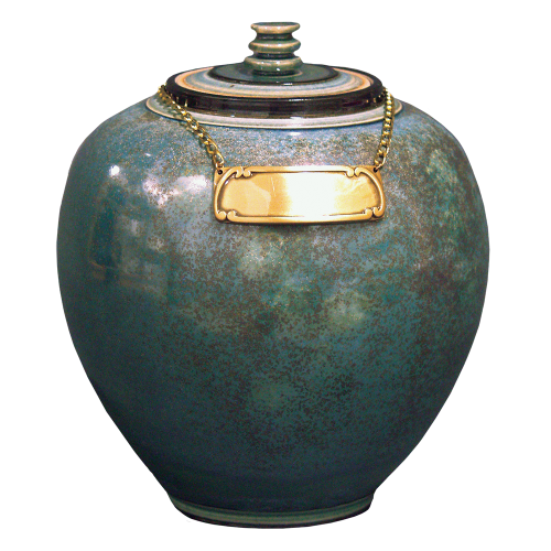 Fairlawn - Round Green Jar w/optional vase engraving plate