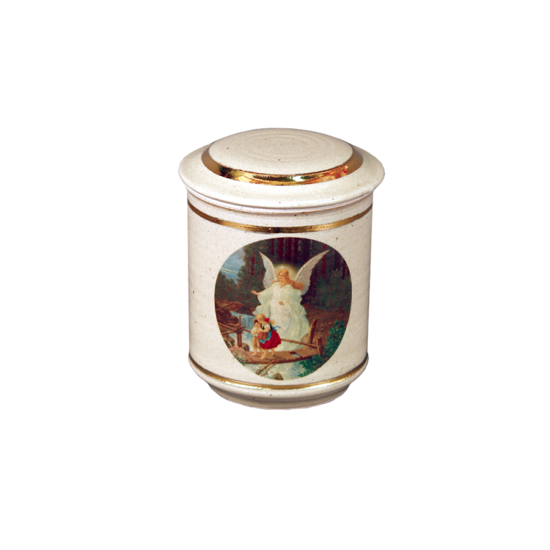 The Guardian Angel - Porcelain Jar with Painted Guardian Angel