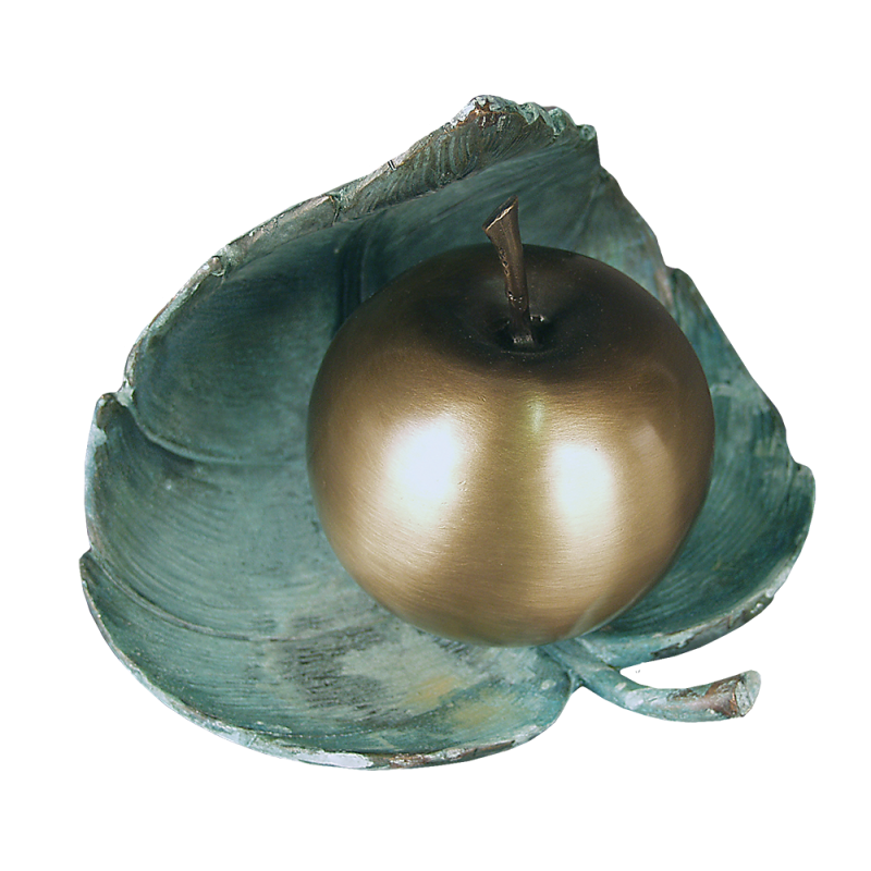 Apple with Leaf - Apple Urn with Patina Leaf