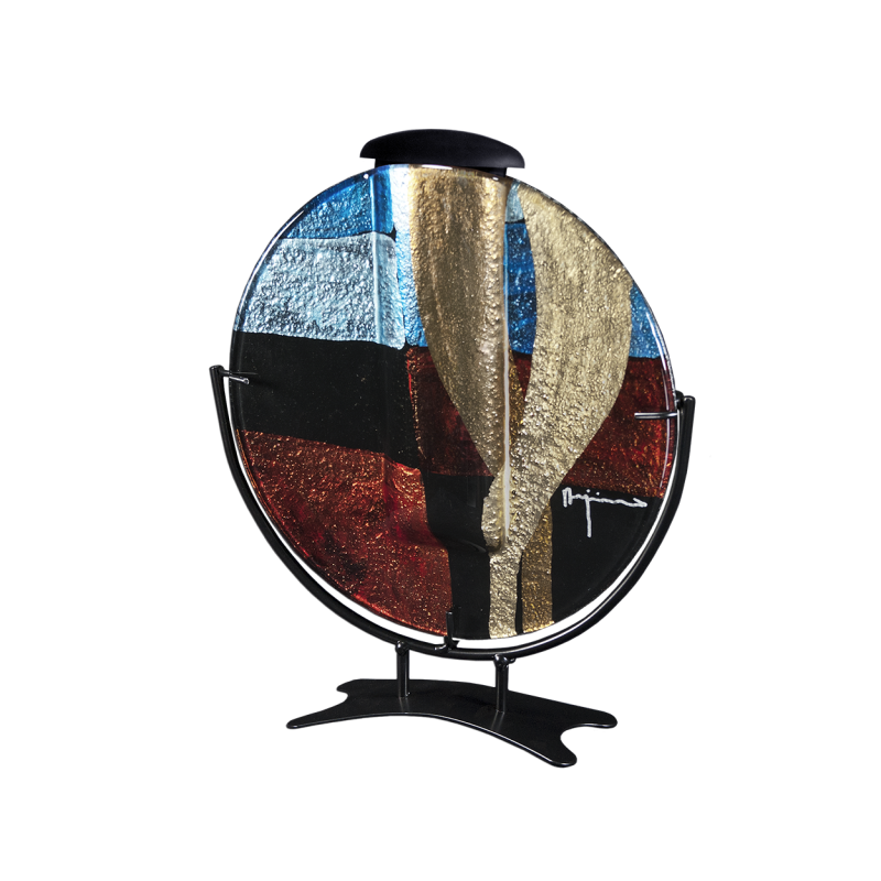 Round Contempo - Circular Glass Disk on Stand with Keepsake Tube