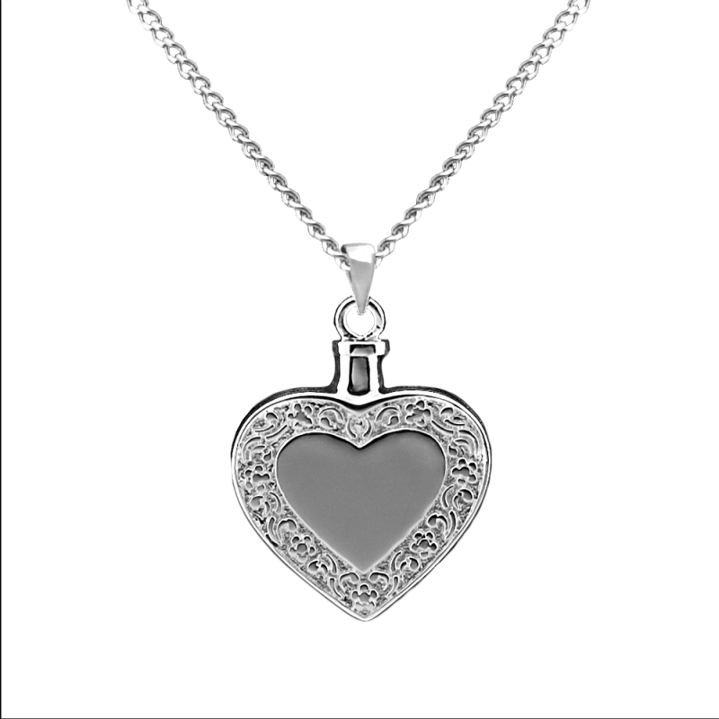 Heart with Border - Sterling Silver with Chain