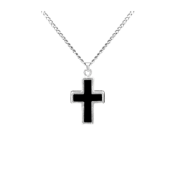Cross with Black - Sterling Silver with Chain