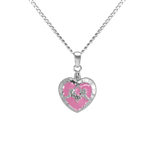 Pink Heart - Sterling Silver with Chain