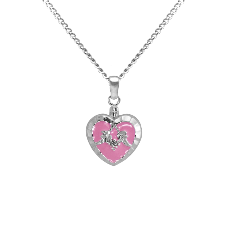 Pink Heart - Sterling Silver with Chain