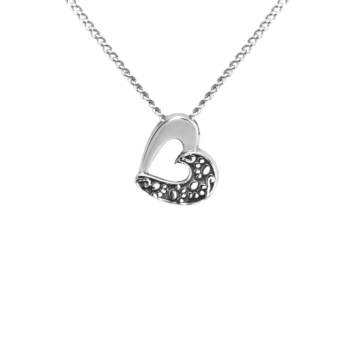 Angled Heart - Sterling Silver with Chain