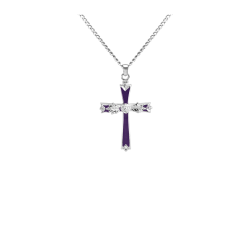 Large Cross w/Rose - Sterling Silver with Chain