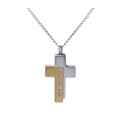 Two Tone Cross - Stainless Steel with Chain