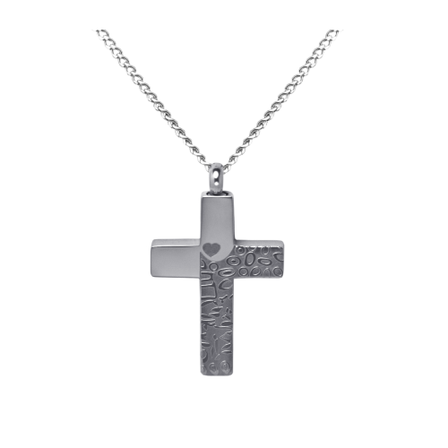 Tone on Tone Cross Stainless Steel with Chain