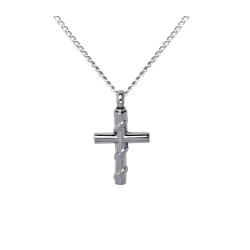 Roped Cross    - Stainless Steel with Chain