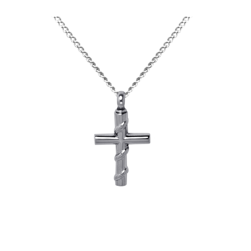 Roped Cross    - Stainless Steel with Chain