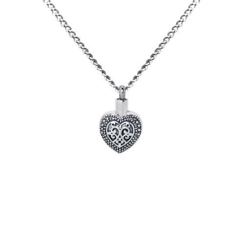 Antiqued Heart - Stainless Steel with Chain