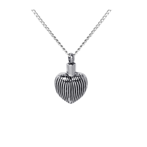 Ribbed Heart - Stainless Steel with Chain