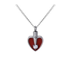 Heart Red and Silver - Stainless Steel with Chain