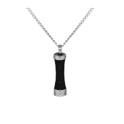 Concave Silver/Black Cylinder - Stainless Steel with Chain